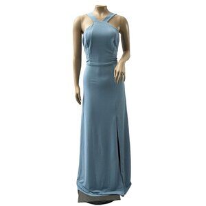 Birdy Grey Gene Dusty‎ Blue Maxi Formal Bridesmaid Dress Large NWT